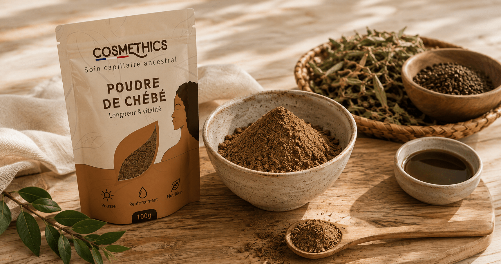 Poudre de chébé pour des cheveux longs et forts